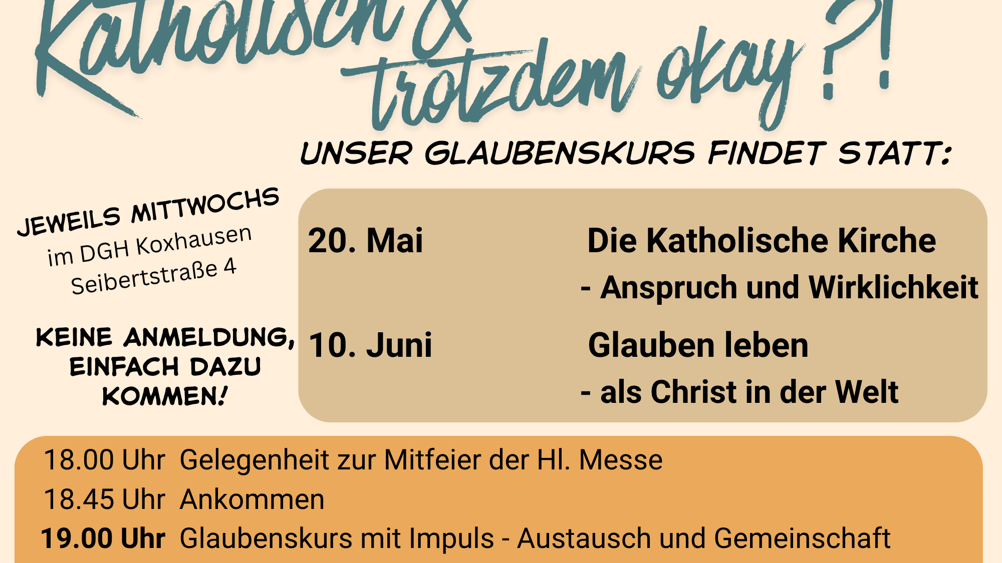 Glaubenskurs in Koxhausen mit dem Mai und Juni Termin
