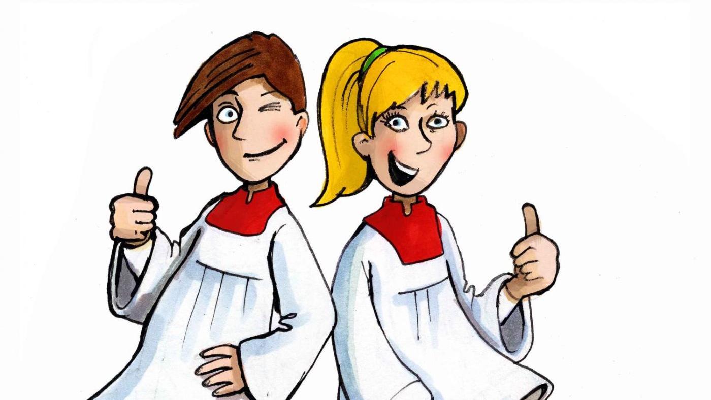 Zwei coole Messdiener zeigen Daumen hoch